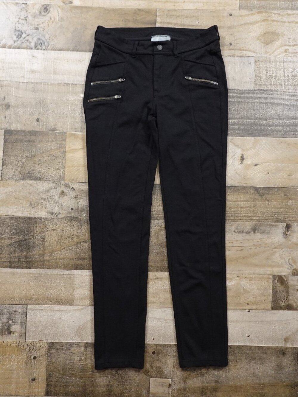 Athleta Ponte Moto Pants Women’s 4 Black Skinny Zip Pocket 27” Inseam